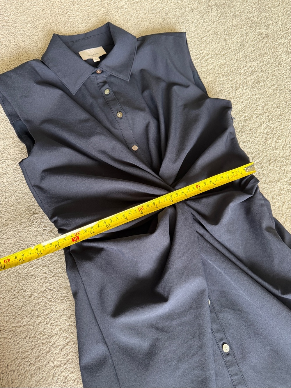 Cinq à Sept Catalina Shirtdress Navy Twist Front Sleeveless Midi Dress Size 2 - Picture 13 of 16